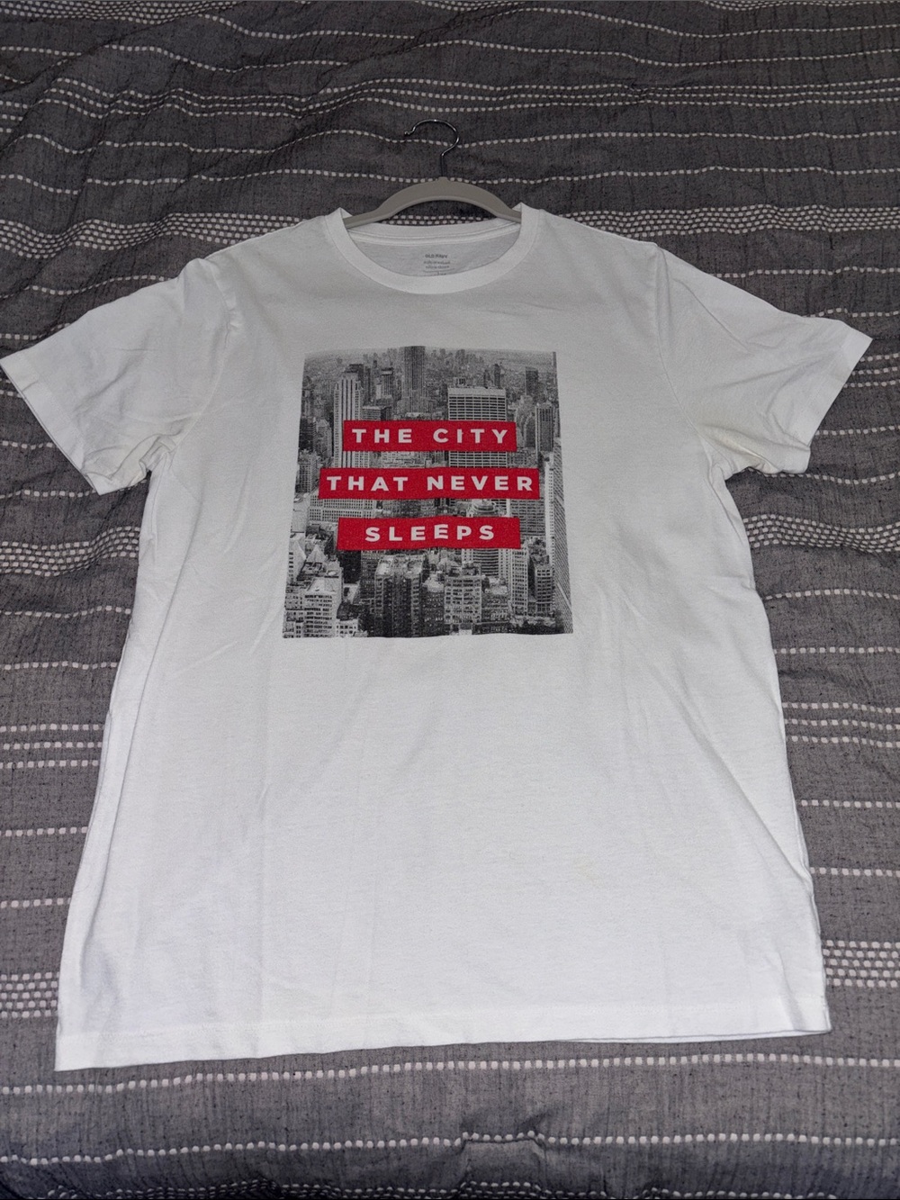 Old Navy White Short-Sleeve Graphic Tee with Red Text